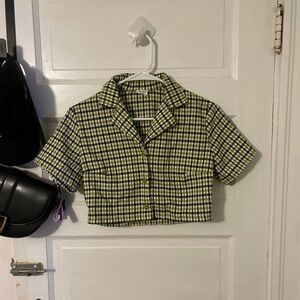 Brandy Melville plaid crop top- Green and Yellow